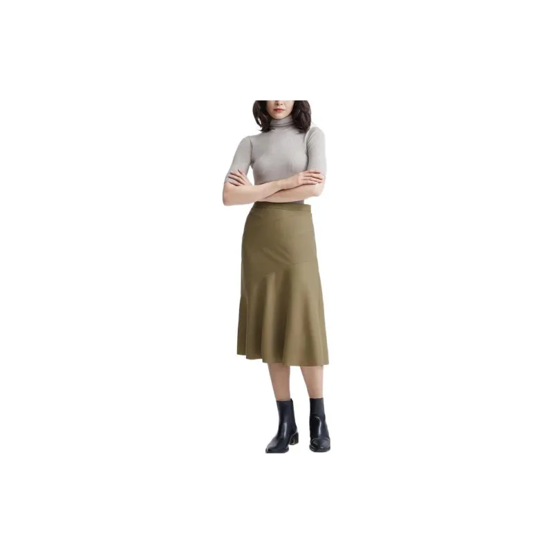 THEORY Casual Long Skirts Women's Camel Beige-1