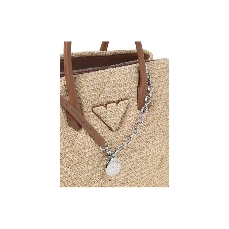 EMPORIO ARMANI Polypropylene Blended With Polyester Shoulder Bag Crossbody Bag Handbag Women's Beige-2