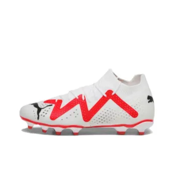 PUMA Future Match AG Short Rubber Studs FG Long Rubber Studs Anti Slip Wear Resistant Soccer Shoes Men's White Red