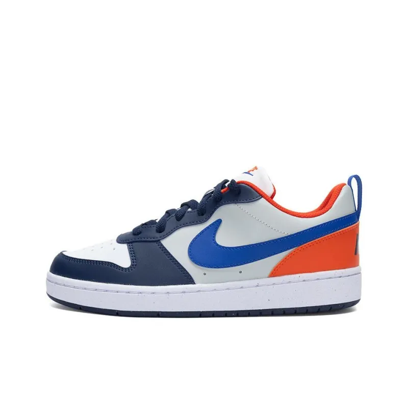 Nike Court Borough Breathable Low Top Kids' Skateboarding Shoes White Blue Unisex-0