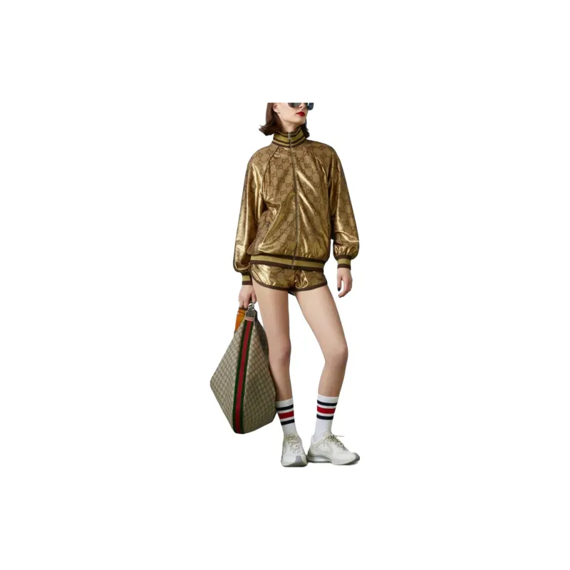 GUCCI Metallic Monogram Drawstring Shorts-1