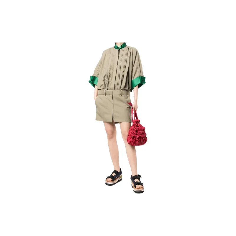 Sacai Long-Sleeved Dresses Women's Taupe-1