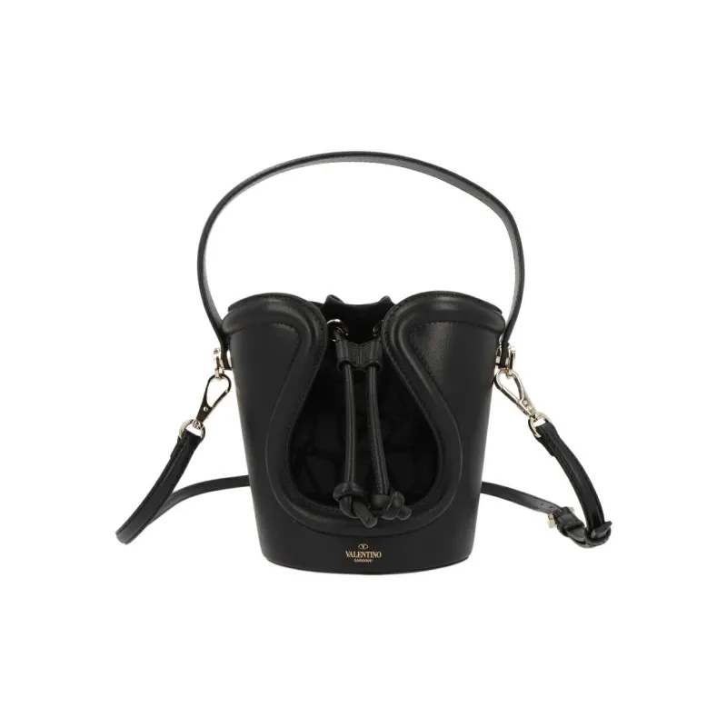 Valentino Sheepskin Bucket Bags Shoulder Bag Crossbody Bag Handbag Women's Black-0