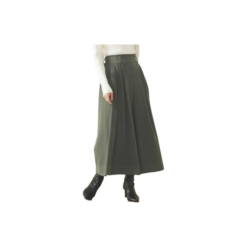 Beams Casual Pants Women's Olive Green-3