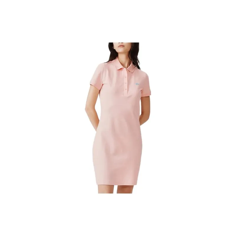 LACOSTE Short Sleeved Dress Women's Rose Pink-2