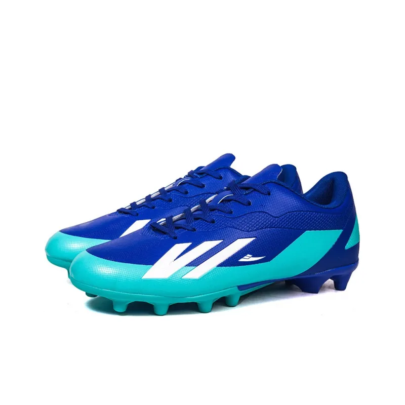 Kuding Soccer Shoes Unisex Low Top Black Royal Blue/Lake Blue/White/Orange Red-2
