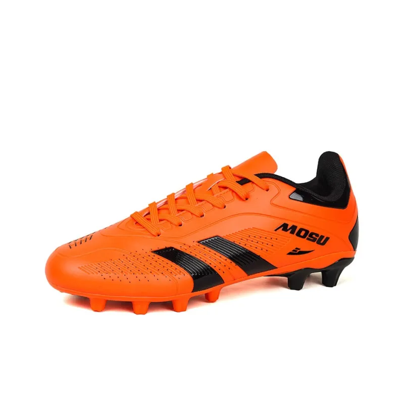 Kuding Soccer Shoes Unisex Low Top Orange/Neon Yellow/Rose Red/Black Red-1