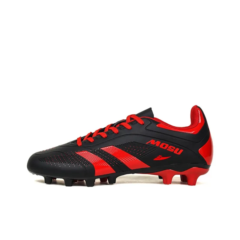 Kuding Soccer Shoes Unisex Low Top Orange/Neon Yellow/Rose Red/Black Red-7