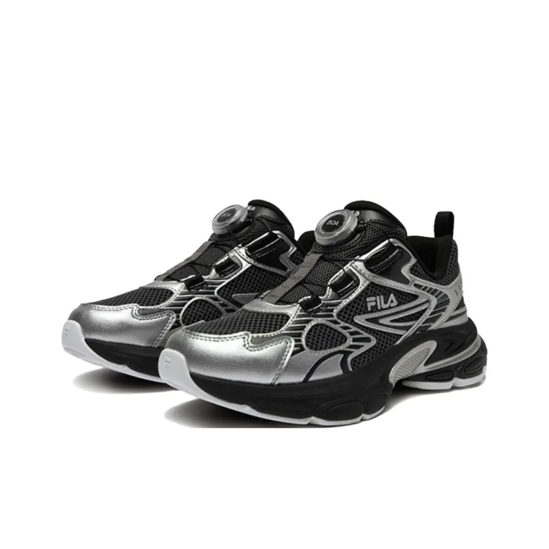 FILA KIDS Pegasus Anti Slip Wear Resistant Low Top Kids' Running Shoes Gray Silver Unisex-5