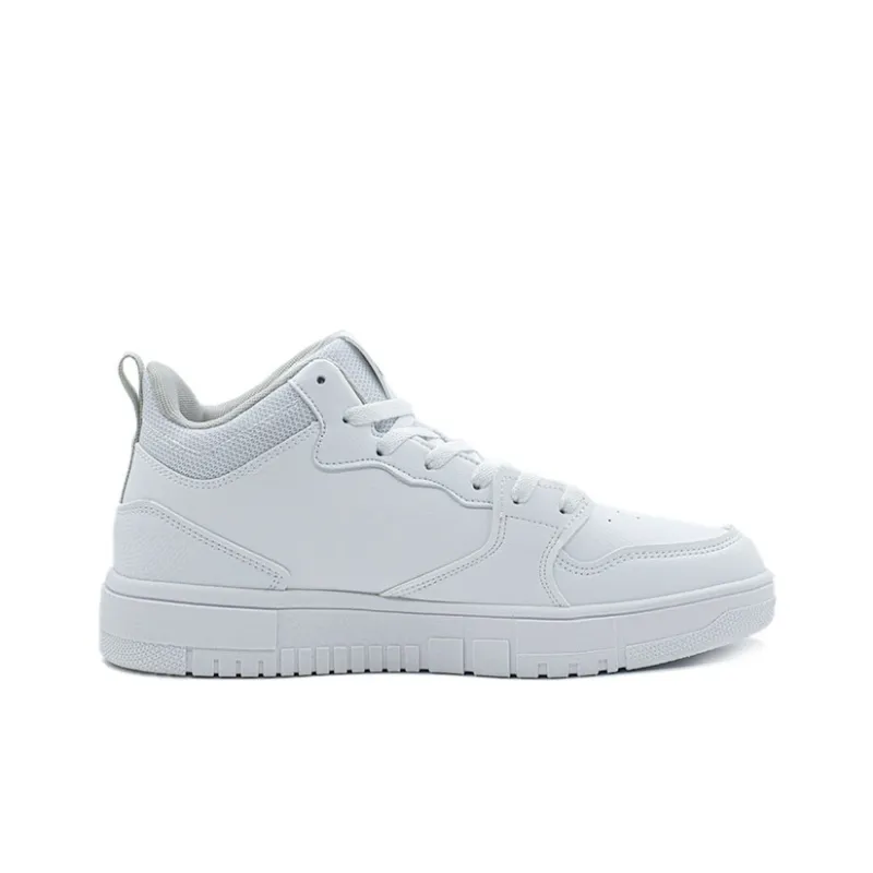 PEAK Classic Heritage Cushioning Wear Resistant Mid Top Skateboard Shoes Unisex White Gray-1
