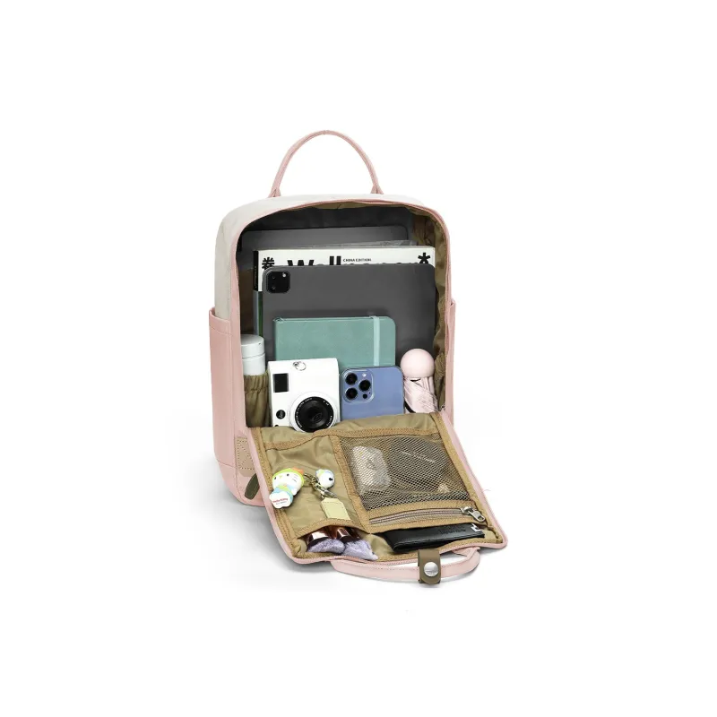 MYD Polyamide/Fabric Backpack, Backpack Medium Size Unisex Honey Peach Pink-2