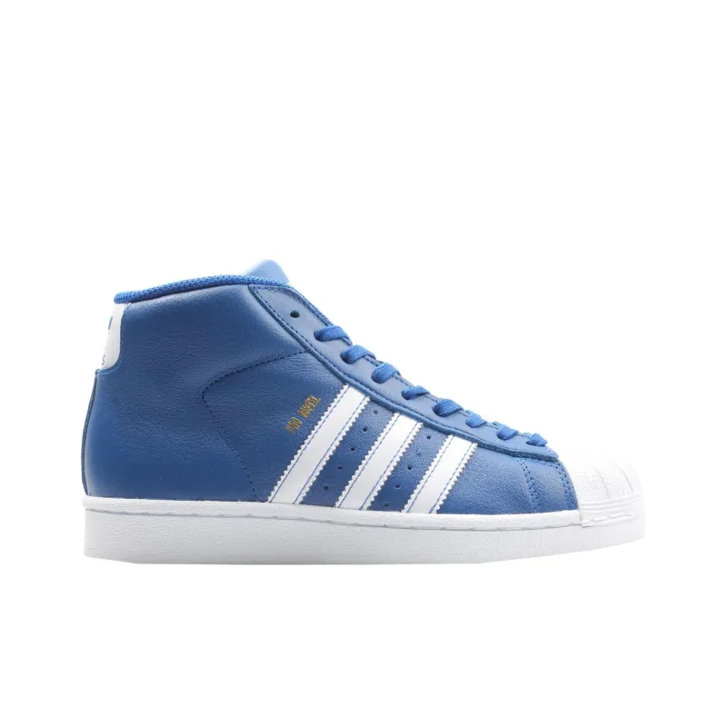 Adidas Originals Pro Model Wear resistant And Lightweight Mid Top Kids' Skateboarding Shoes Blue White Teenagers-1