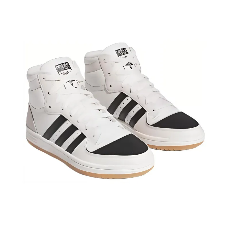 Adidas Originals Top Ten Anti Slip Wear Resistant Mid Top Kids' Skateboarding Shoes White Black Teenagers-1