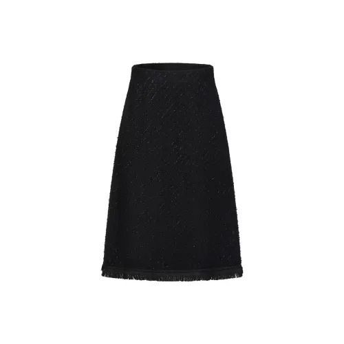 JZ. ANNAKRO Casual Long Skirts Women's Plain Black