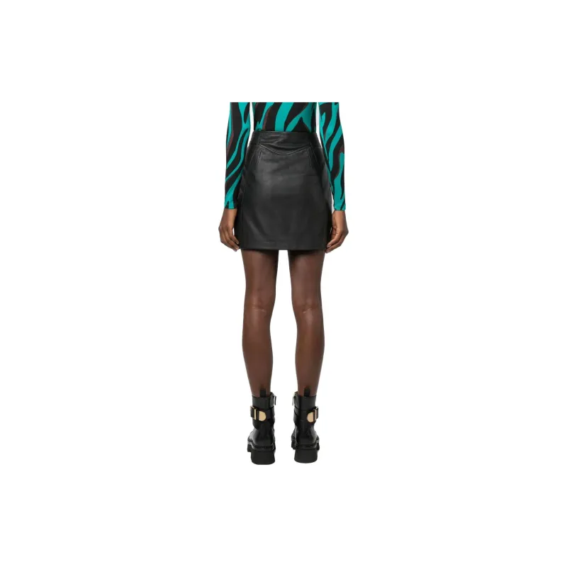 PINKO Zip-up Leather Miniskirt-1