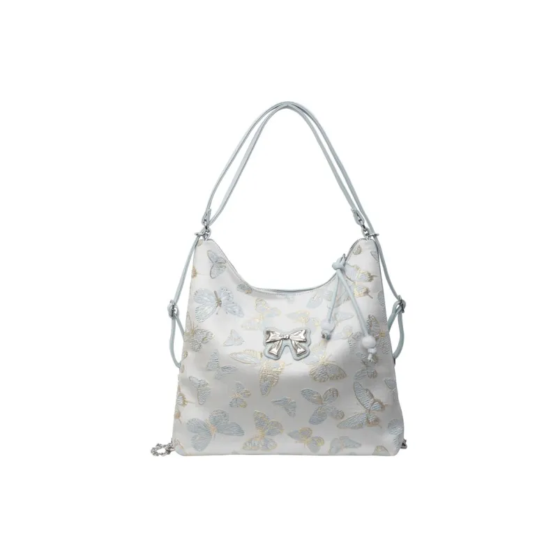 NOMK PU Backpack Crossbody Bag Shoulder Bag Backpack Women's Pearlescent White/silver/pink/blue-12