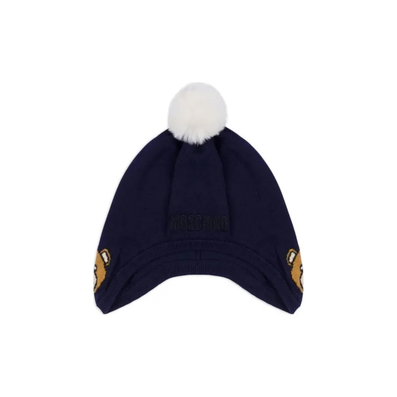 MOSCHINO Teddy Bear motif Pompom Beanie-1