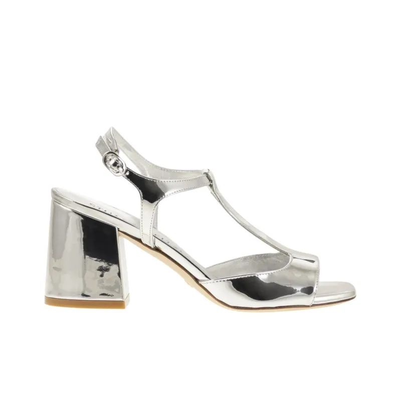 Stuart Weitzman/SW Flareblock One Strap Sandals 8.5cm Women's Silver-1