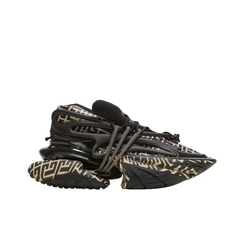 BALMAIN Unicorn Low 'Ivory Black Monogram'-1
