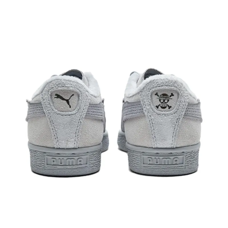 HAIZEIWANG x PUMA Suede Series Anti Slip Wear Resistant Low Top Kids' Skateboarding Shoes Gray Teenagers-3