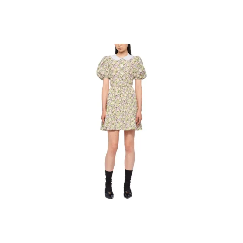 MIU MIU Short Sleeved Dress Women's Yellow-1