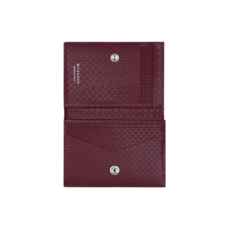 Givenchy 4G Calfskin Card Holder Women's Black & Burgundy-3