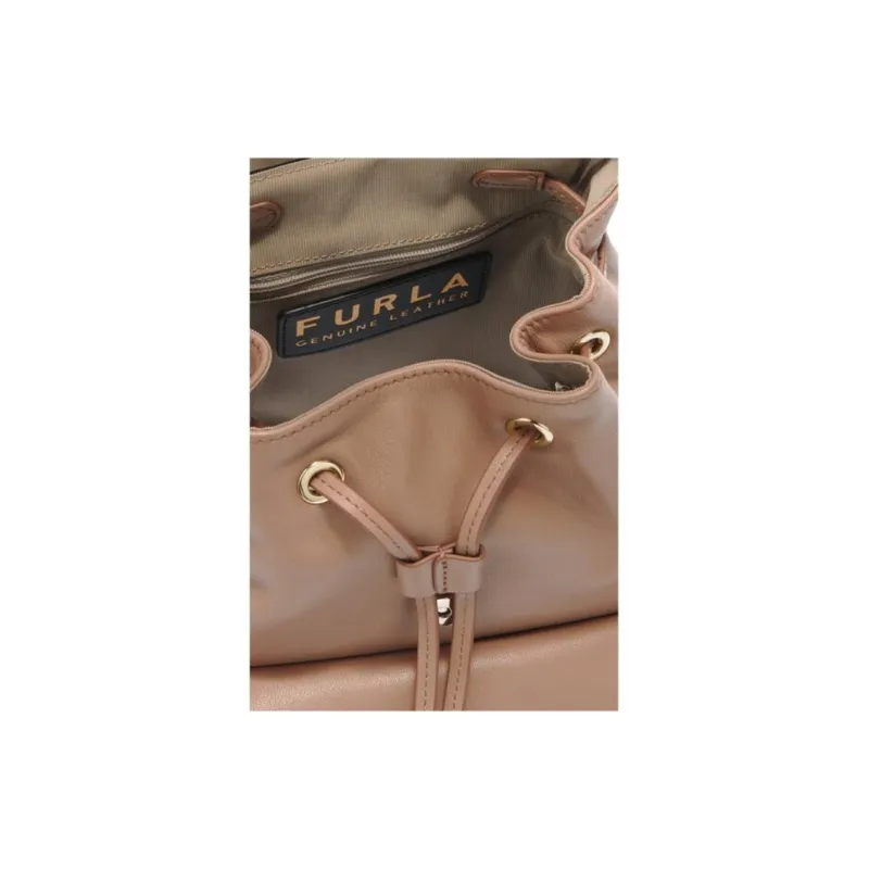 Furla Calfskin Backpack Small Size Women's Brown-4