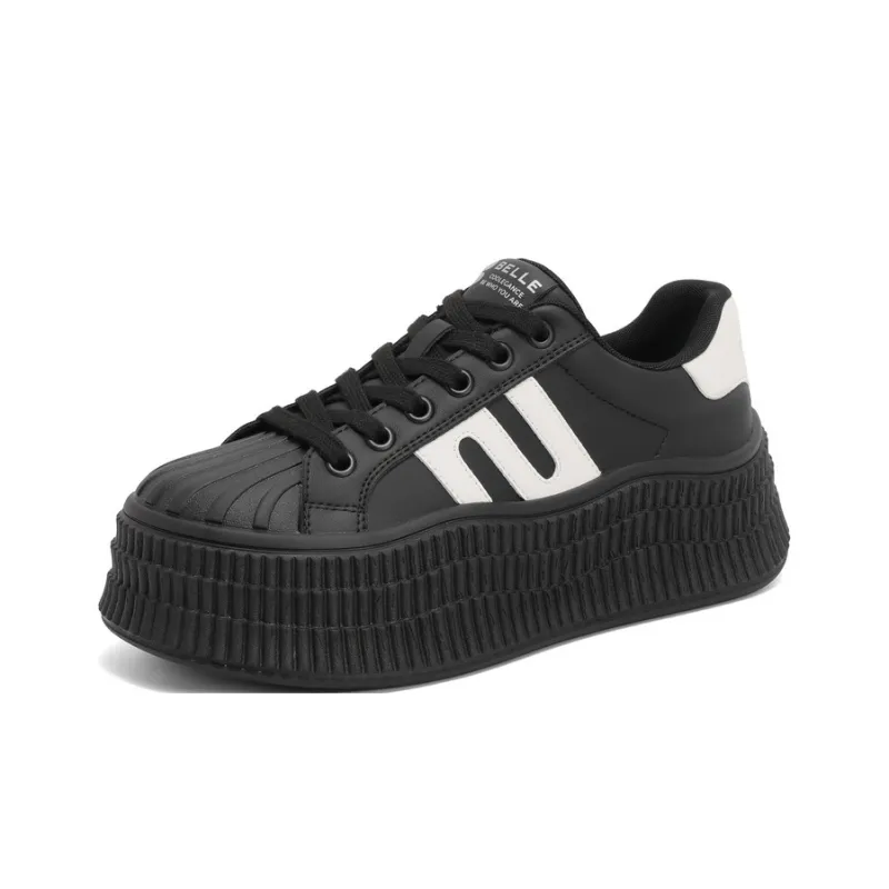 BELLE Anti Slip And Wear Resistant Lightweight Height Increasing Low Top Skateboard Shoes Women's-16