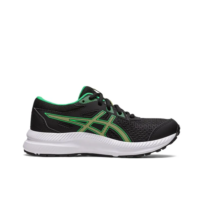 Asics Gel Contend 8 Slip Resistant, Abrasion Resistant, Lightweight Low Top Kids' Running Shoes Black Green Teenagers-1