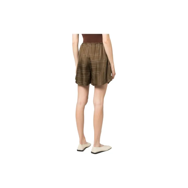 TOTEME Monogram embroidered Silk Shorts-3