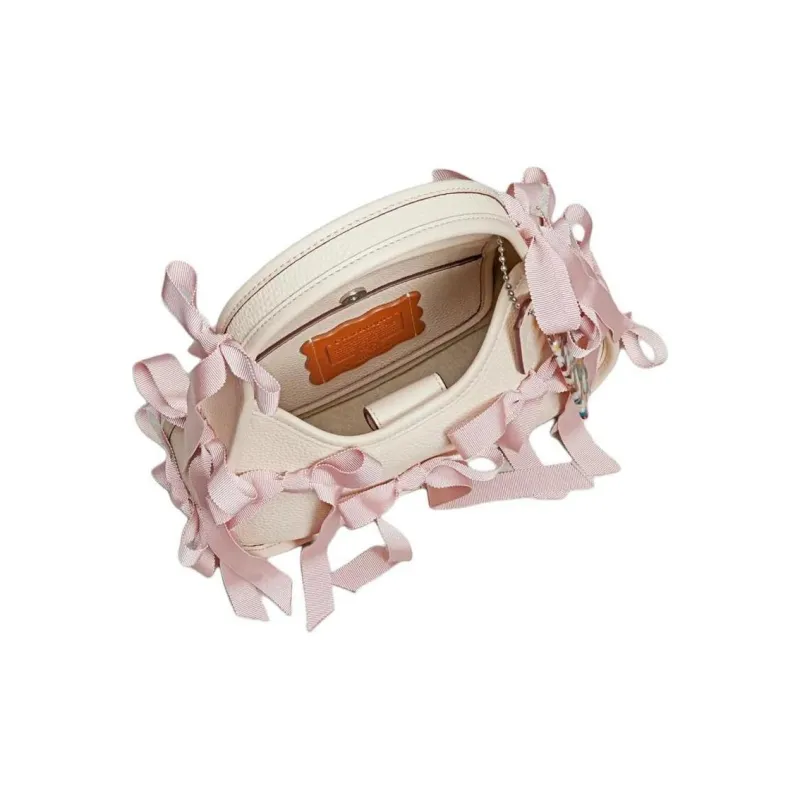 Coachtopia Pebbled Leather Handbag Shoulder Bag Women's Beige-4