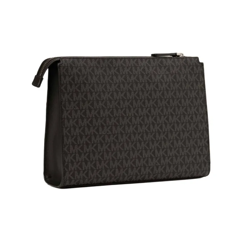 MICHAEL KORS Coated Canvas Clutch Large Size Men's Deep Red-1