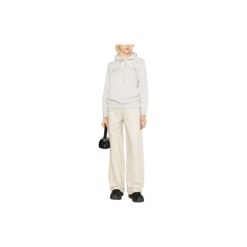 Lanvin Logo Embroidered Drawstring Hoodie-3