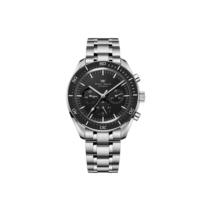 Welly Merck Automatic Mechanical Movement Watch Men's Watches Black Dial-4