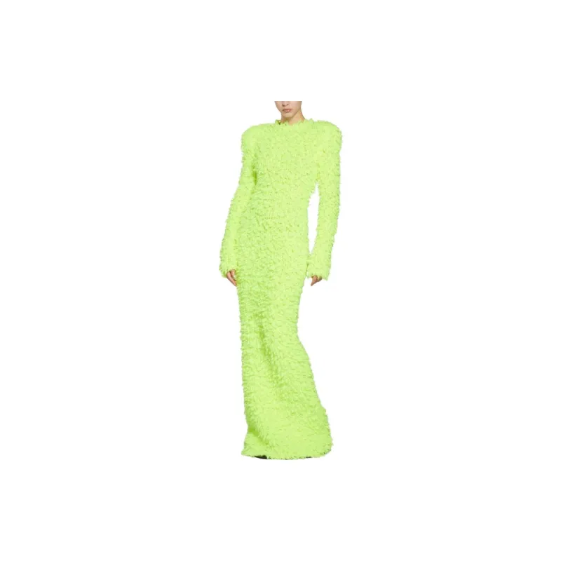 Balenciaga SS23 Long-Sleeved Dresses Slim Fit Women's Fluorescent Yellow-2