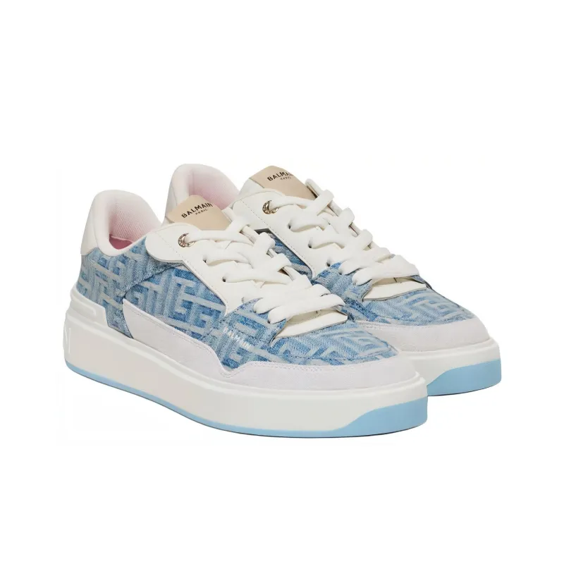 BALMAIN B Court Denim panelled Sneakers Women's-2