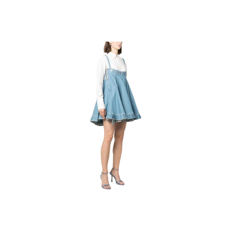 Ludovic de Saint Sernin Embellished Denim Babydoll Minidress-3