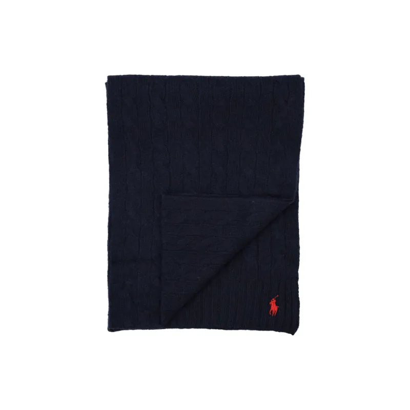 Polo Ralph Lauren Logo Embroidered Cable Knitted Scarf-1