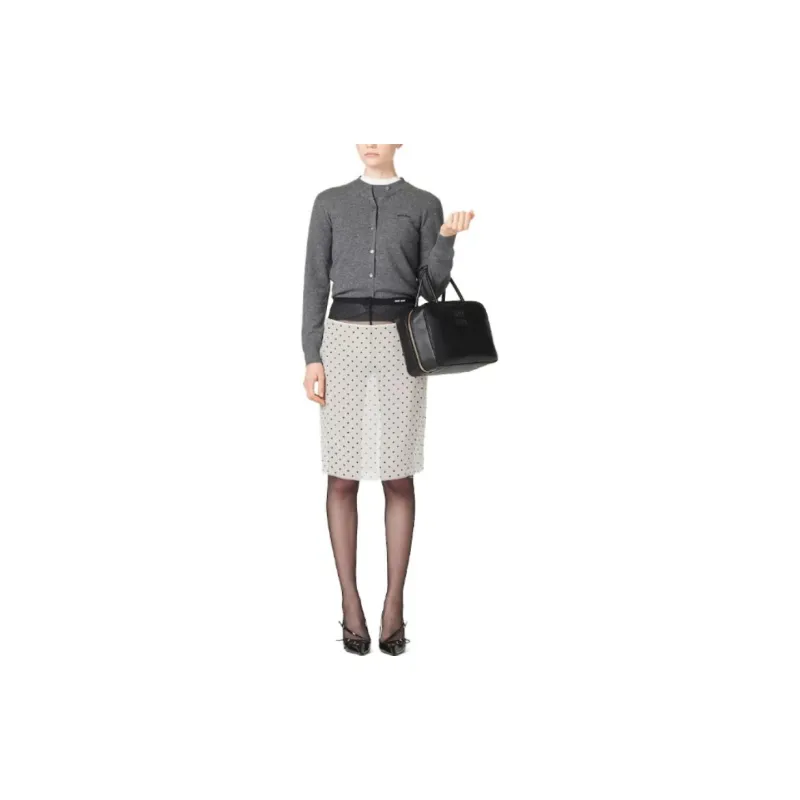 MIU MIU Logo intarsia Fine knit Cardigan-1