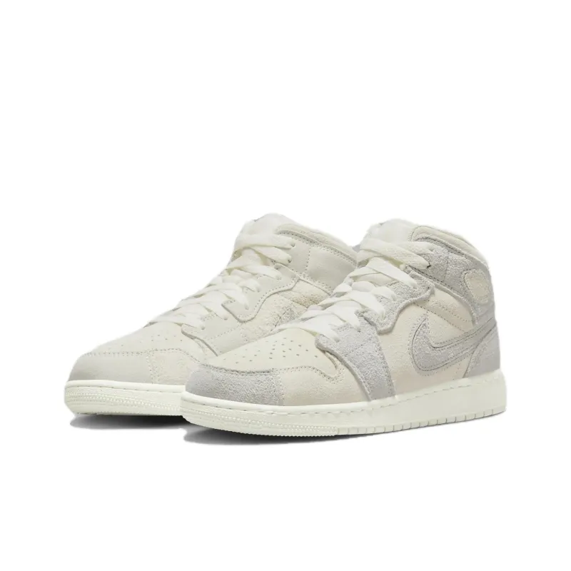 Jordan Air Jordan 1 Anti Slip Wear Resistant Mid Top Kids Lifestyle Shoes Ivory White Grade School-2