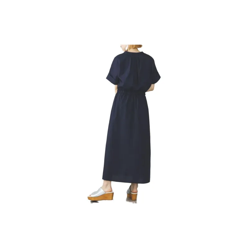 Beams Short Sleeved Dresses Women's Navy-3