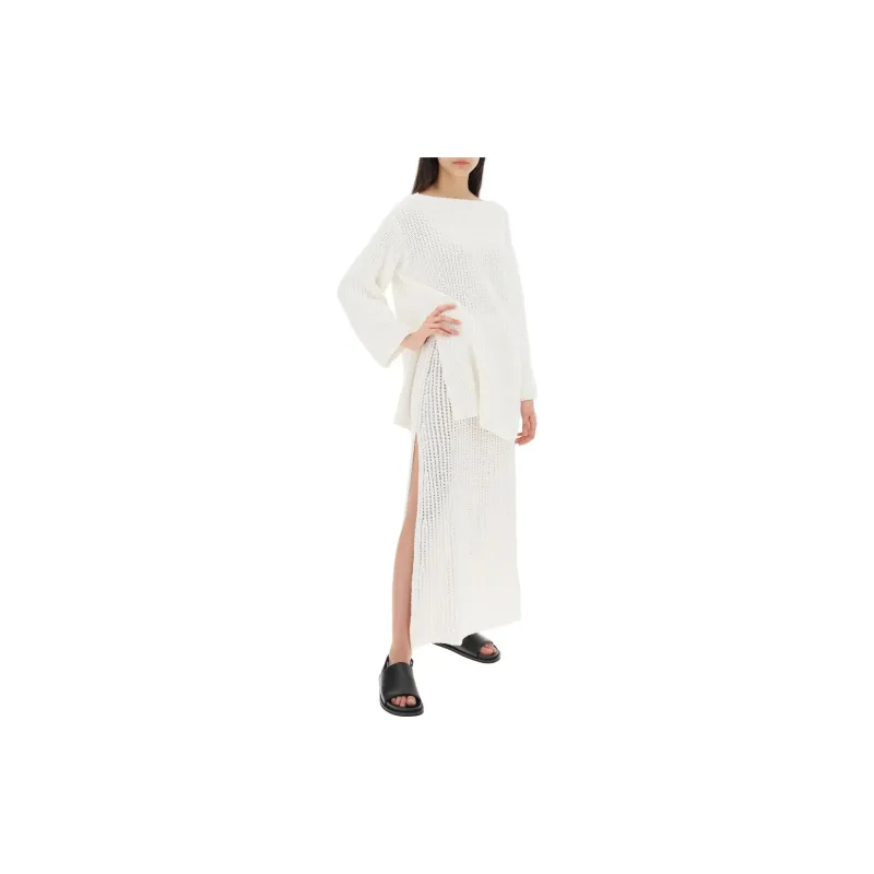 Ferragamo Side Slit Knitted Midi Skirt-2