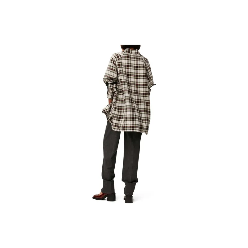 GANNI Checked Straight Hem Shirt-2