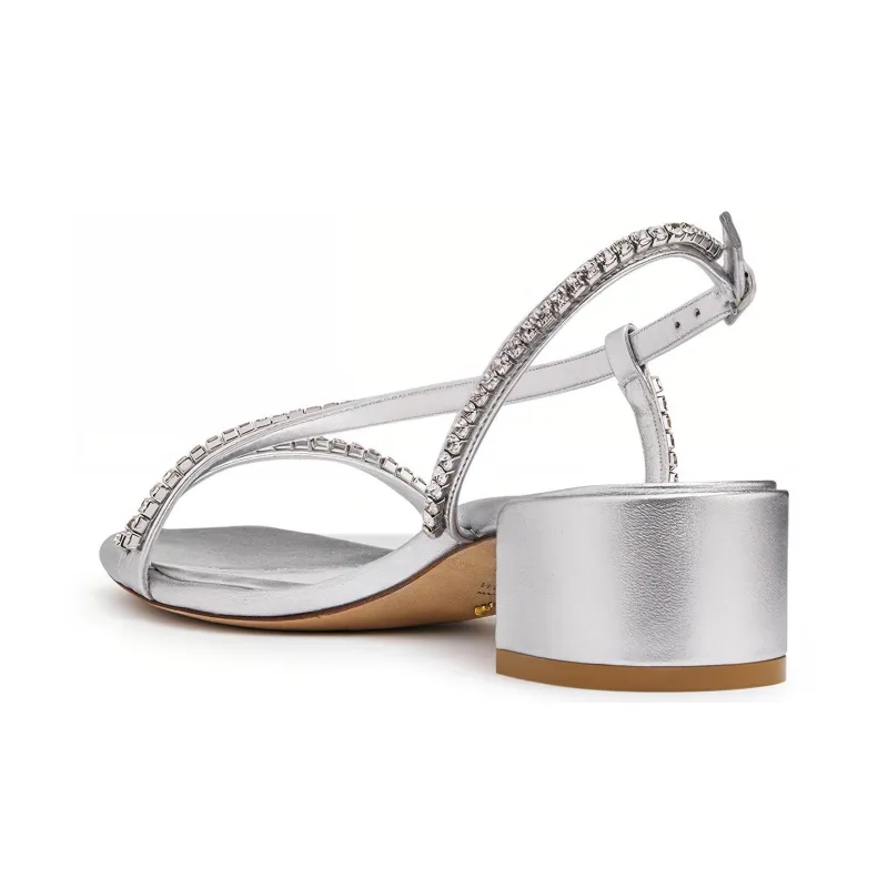 Stuart Weitzman/SW Soiree Crystal 35 Strap Sandals Women's Silver-4