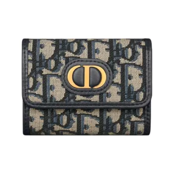 DIOR 30 Montaigne Calfskin With Cotton Wallet Women's Brown