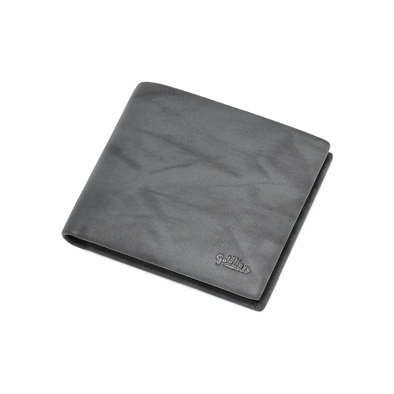 GOLDLION Top Grain Genuine Leather Wallet Regular Men's Gray-2