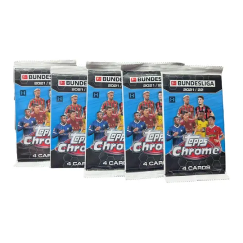 Topps 2021 22 Bundesliga CHROME HOBBY Soccer Star Cards, Single Bag Of 5 Packs Set Sports Cards Single Bag