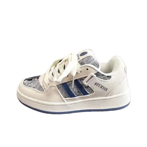 BINGO DUCK Skateboard Shoes Women's Low-Top Denim Blue