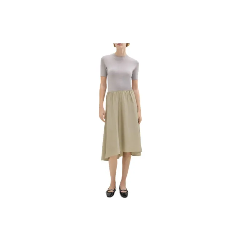 THEORY THEORY Designer Co-authored Collection Short-Sleeved Dresses Women's Gray/Khaki-1