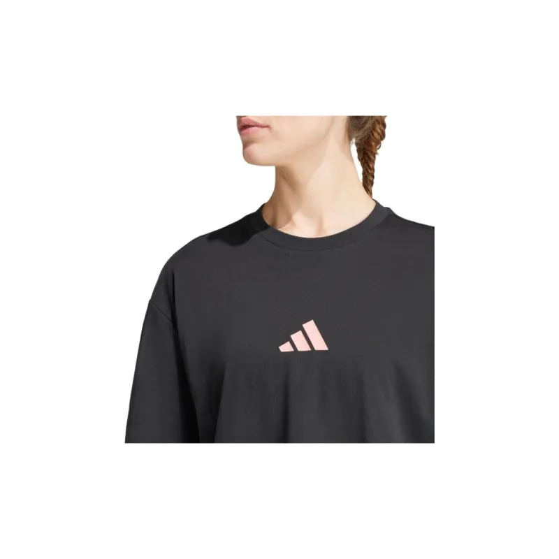 Adidas Drop Shoulder Sleeve T Shirt Women's Black-4